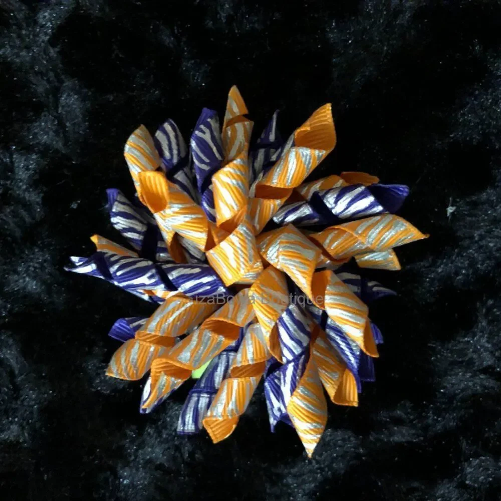 Purple & Orange Zebra Korker Bow   4b2106  Handmade NWT Boutique